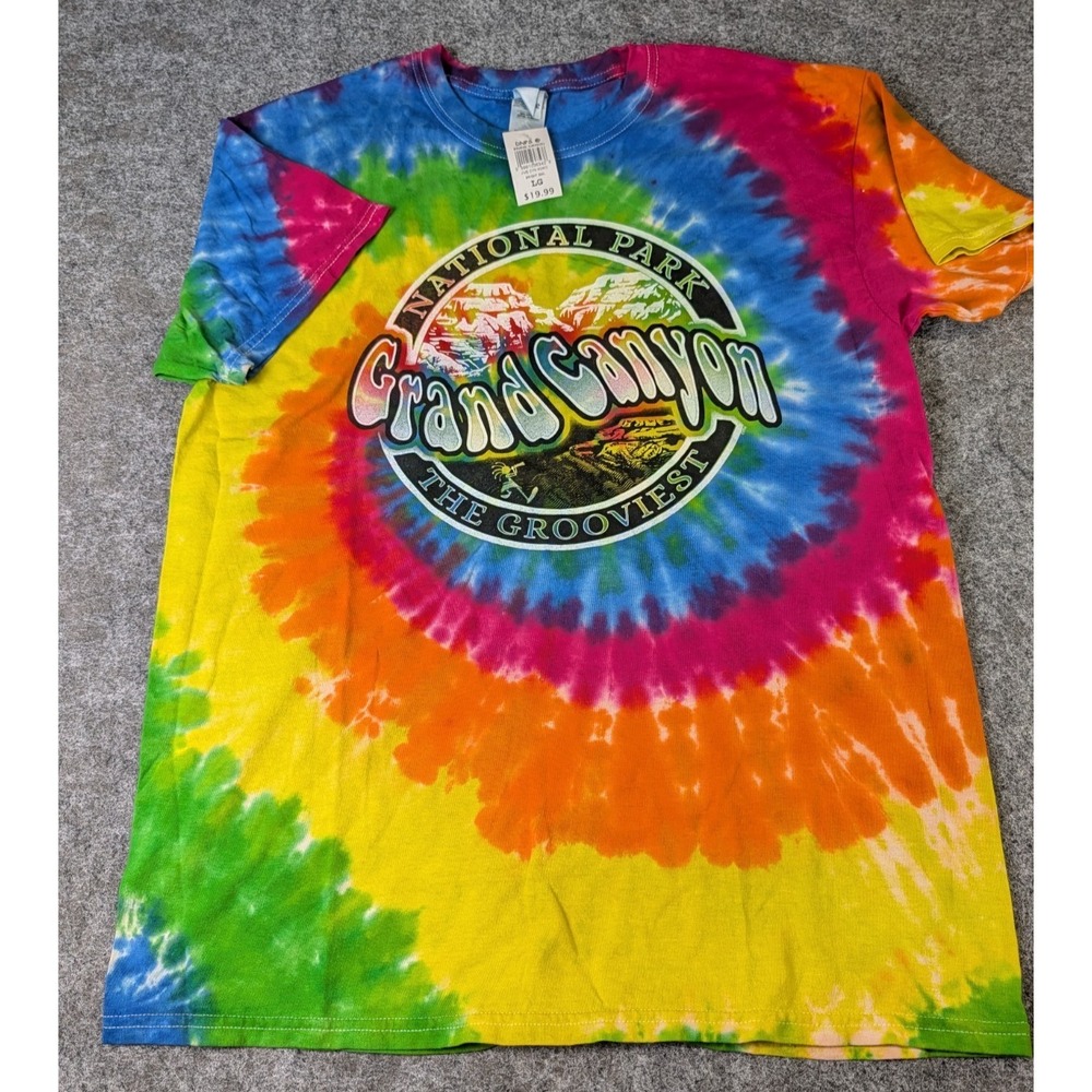 National Park Grand Canyon‎ "THE GROOVIEST"  Tie Dyed T-Shirt Large Cotton NWT
